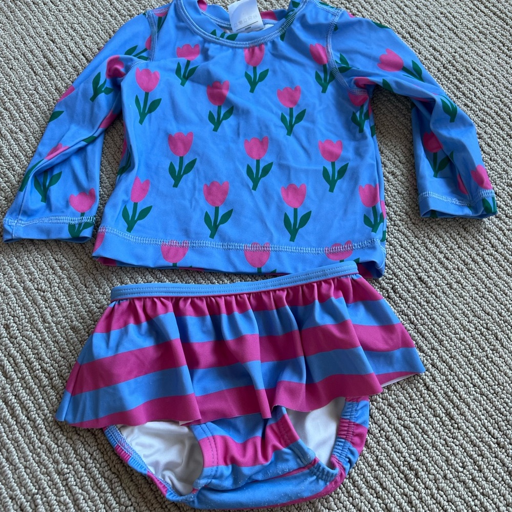 Hanna Andersson Blue and Pink Kids Swim Set
